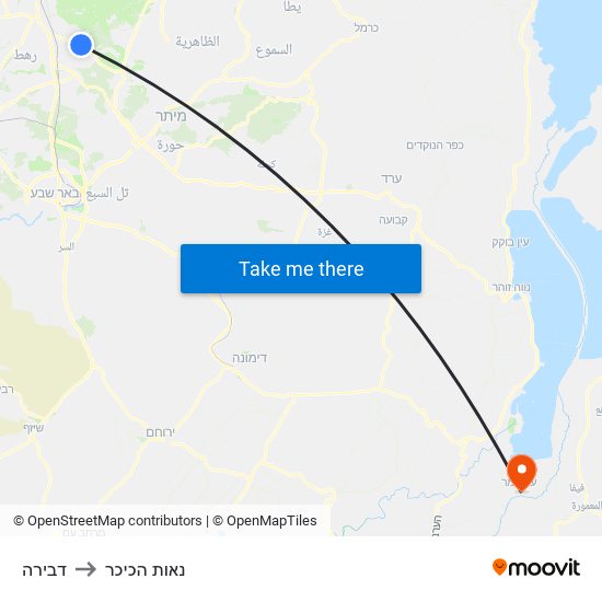 דבירה to נאות הכיכר map