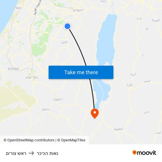 ראש צורים to נאות הכיכר map