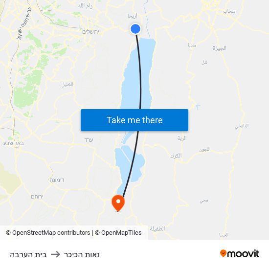 בית הערבה to נאות הכיכר map