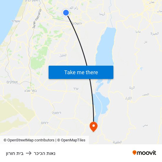 בית חורון to נאות הכיכר map