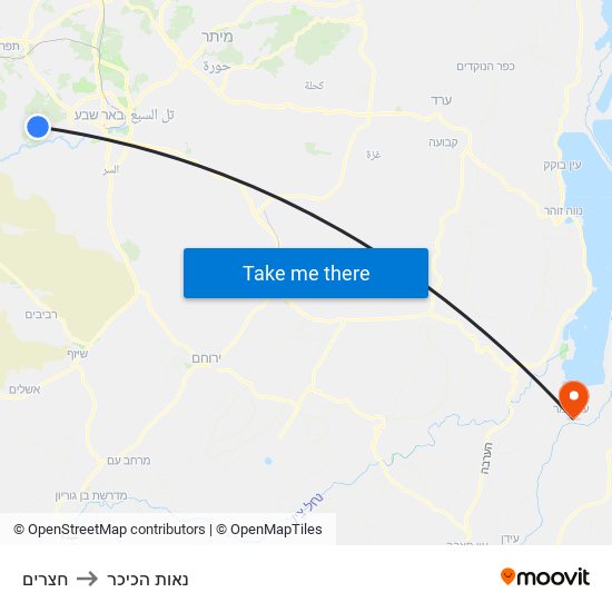 חצרים to נאות הכיכר map