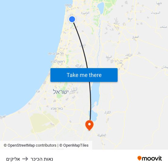 אליקים to נאות הכיכר map