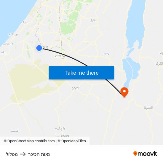 מסלול to נאות הכיכר map