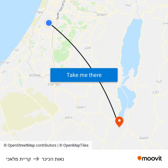 קריית מלאכי to נאות הכיכר map