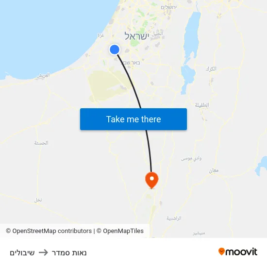 שיבולים to נאות סמדר map
