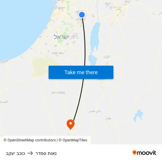 כוכב יעקב to נאות סמדר map