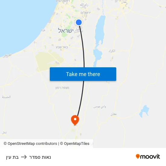 בת עין to נאות סמדר map