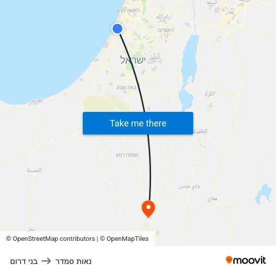 בני דרום to נאות סמדר map