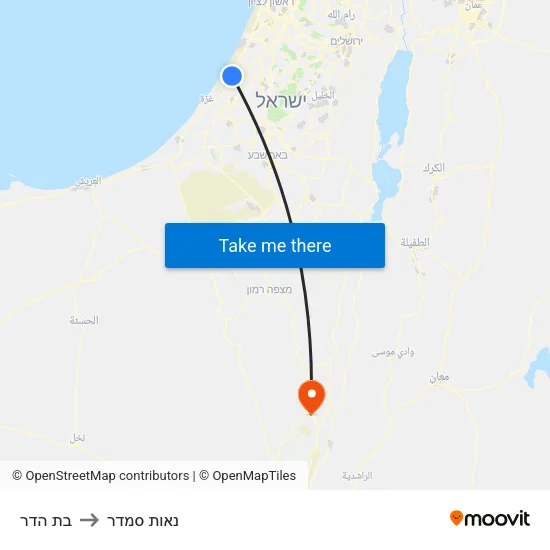 בת הדר to נאות סמדר map