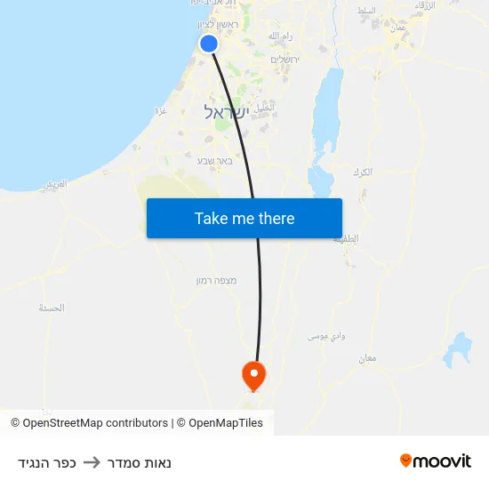 כפר הנגיד to נאות סמדר map
