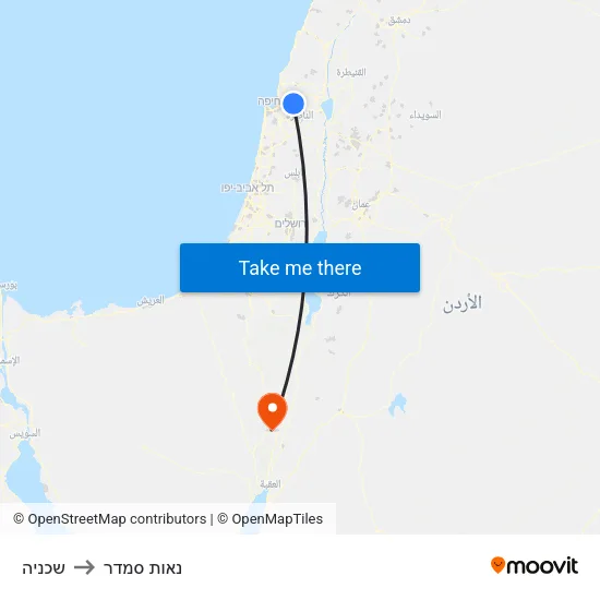 שכניה to נאות סמדר map
