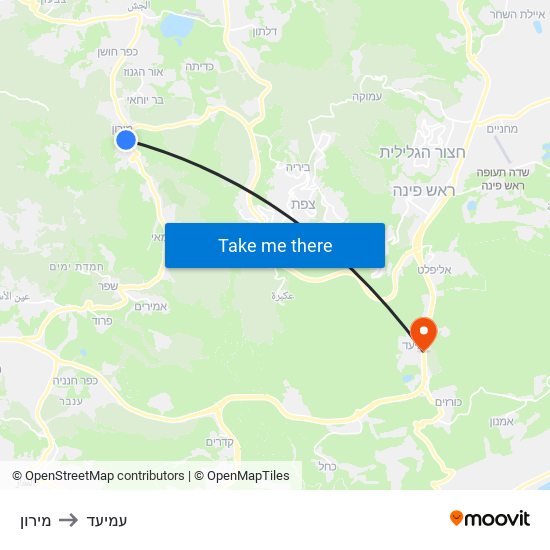 מירון to עמיעד map