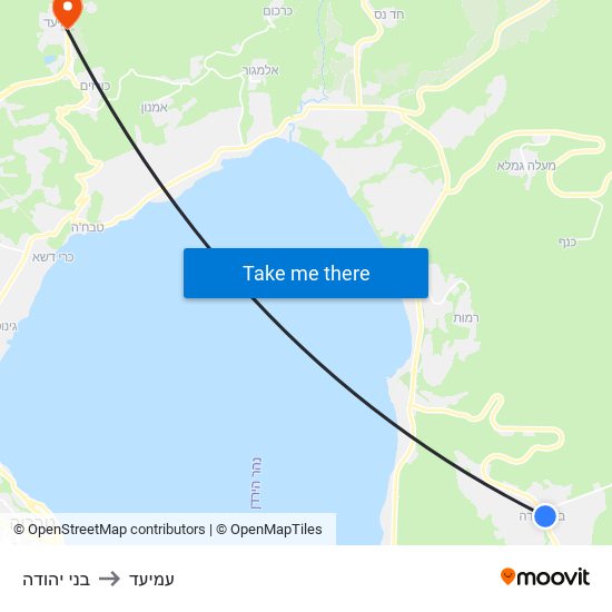 בני יהודה to עמיעד map