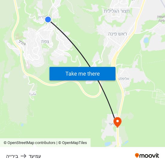 בירייה to עמיעד map