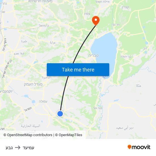 גבע to עמיעד map