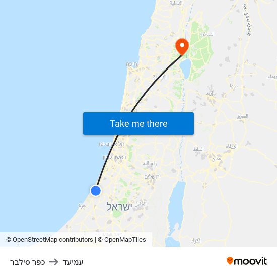 כפר סילבר to עמיעד map