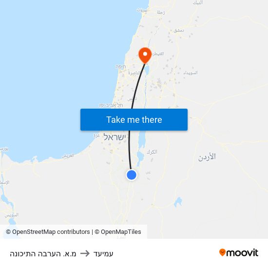 מ.א. הערבה התיכונה to עמיעד map