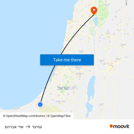 שדי אברהם to עמיעד map