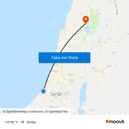 יד מרדכי to עמיעד map