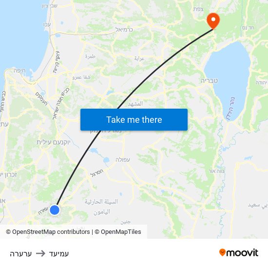 ערערה to עמיעד map