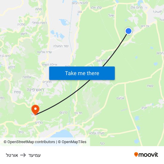 אורטל to עמיעד map