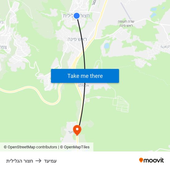 חצור הגלילית to עמיעד map