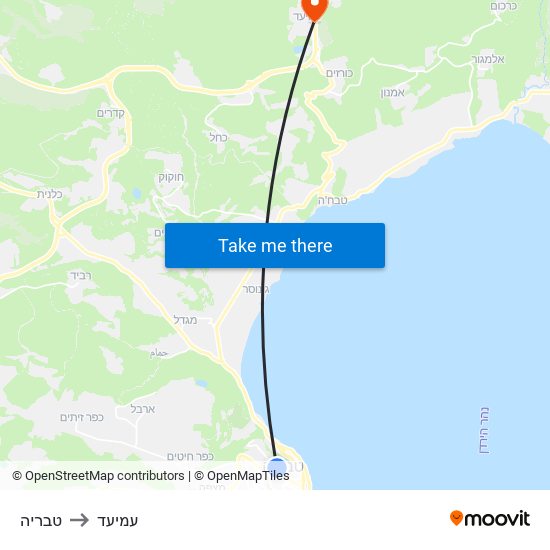 טבריה to עמיעד map