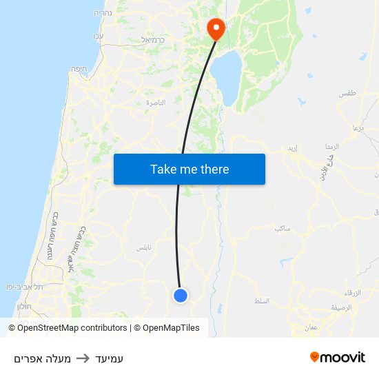 מעלה אפרים to עמיעד map