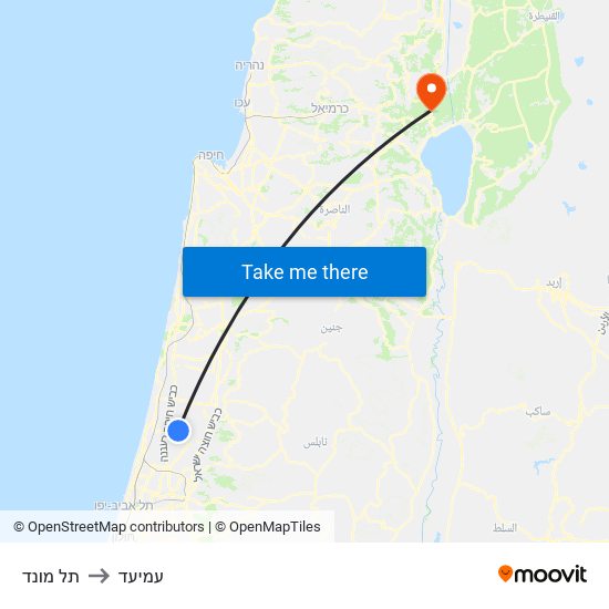 תל מונד to עמיעד map