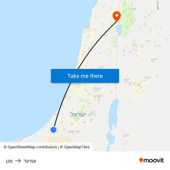 מגן to עמיעד map