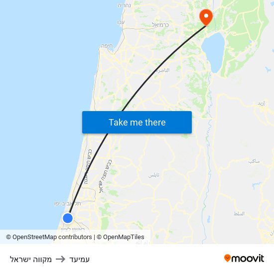 מקווה ישראל to עמיעד map