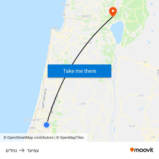 נחלים to עמיעד map