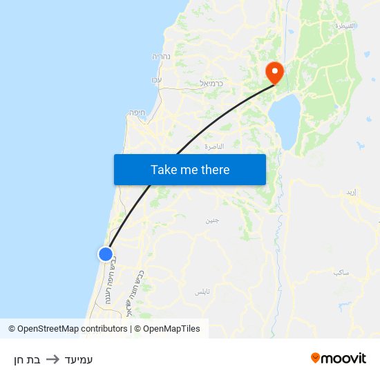 בת חן to עמיעד map