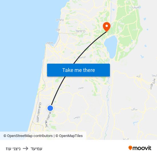 ניצני עוז to עמיעד map