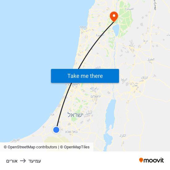 אורים to עמיעד map