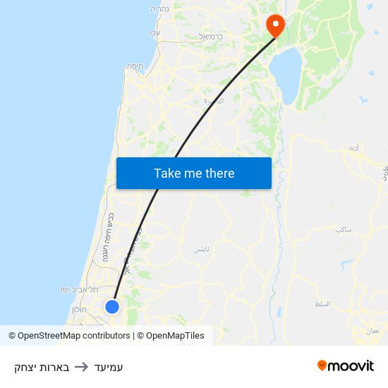 בארות יצחק to עמיעד map