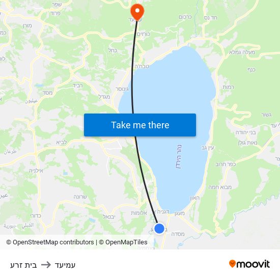 בית זרע to עמיעד map