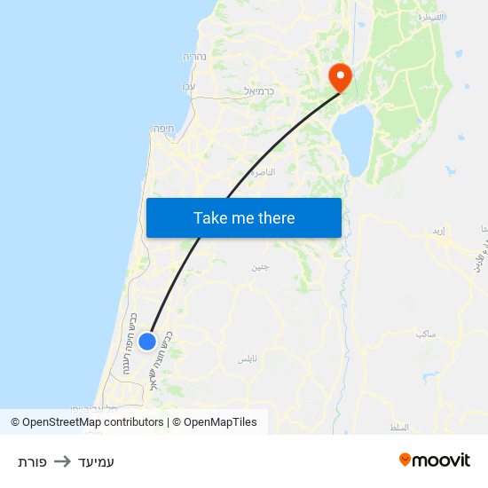 פורת to עמיעד map