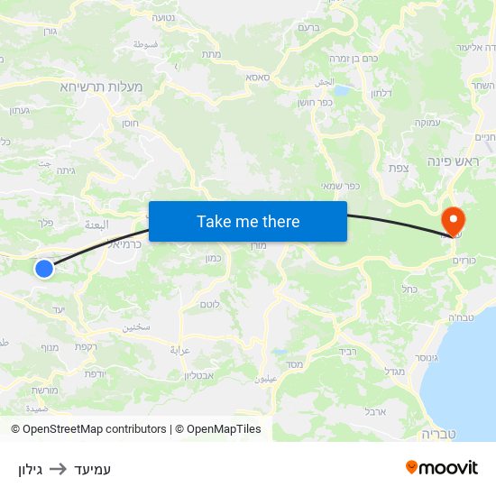 גילון to עמיעד map