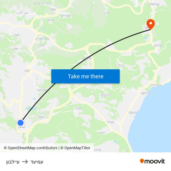 עיילבון to עמיעד map