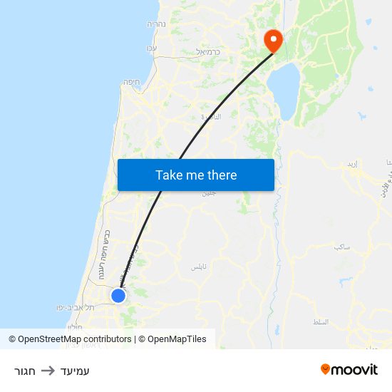 חגור to עמיעד map