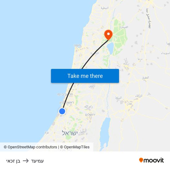 בן זכאי to עמיעד map