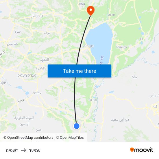 רשפים to עמיעד map