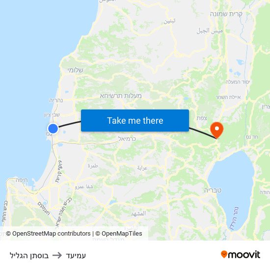 בוסתן הגליל to עמיעד map