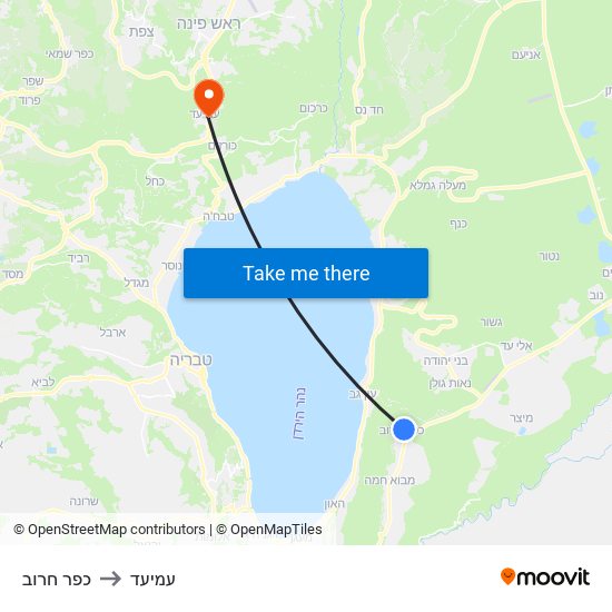 כפר חרוב to עמיעד map