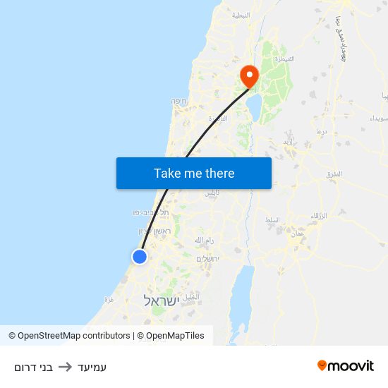 בני דרום to עמיעד map