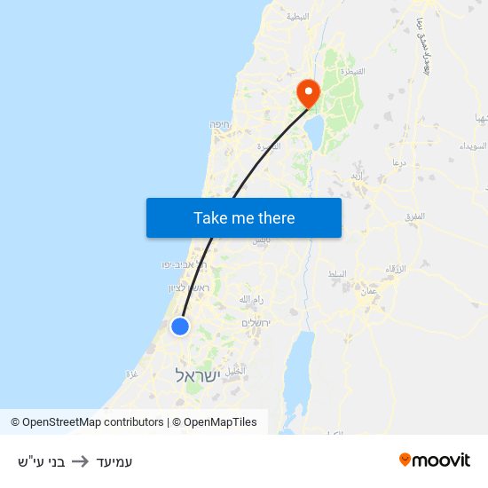 בני עי"ש to עמיעד map