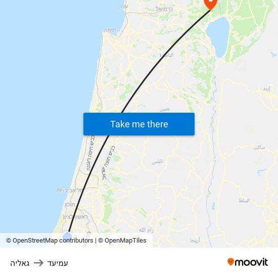 גאליה to עמיעד map