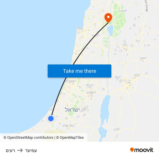 רעים to עמיעד map