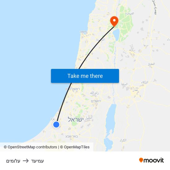 עלומים to עמיעד map